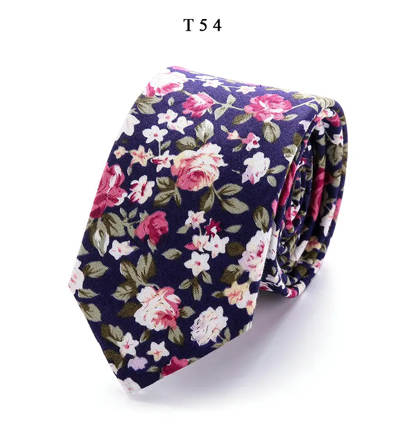Новинка, модный тонкий хлопковый галстук 6 см, узкий галстук в полоску, обтягивающие галстуки для мужчин, деловой дизайнерский галстук, Прямая поставка - Цвет: T54