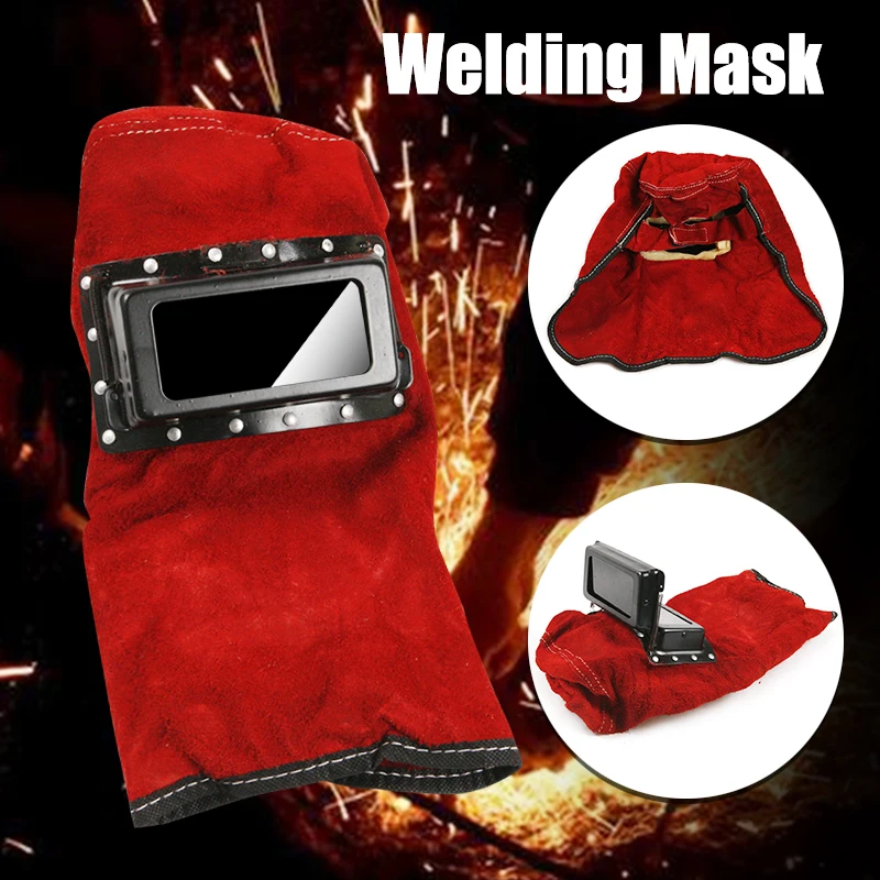 Adjustable Comfortable Leather Protected Lens Glasses Welding Hood