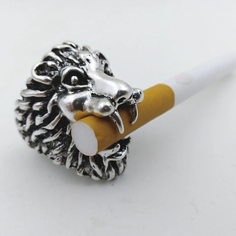 Silver Держатель для сигарет Lion Design Rack Finger Ring аксессуары для курения сигарет-золото - Цвет: Silver