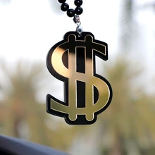 Автомобильная подвеска, акриловый знак доллара США, значок, висячие украшения в стиле хип-хоп, Автомобильное зеркало заднего вида, подвеска, украшение из бисера