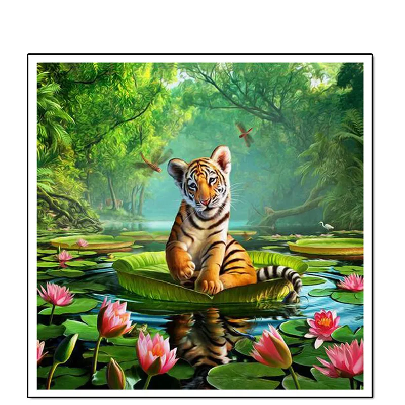 

30*30CM Diy 5D Diamond Mosaic Cartoon Tiger Pattern Handmade Diamond Cross Embroidery Set Rhinestone Custom Photo Dropshipping