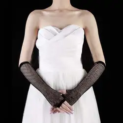 1 пара черный в готическом стиле и стиле панк женские Танцевальный Костюм Кружева без пальцев сетка ажурные перчатки