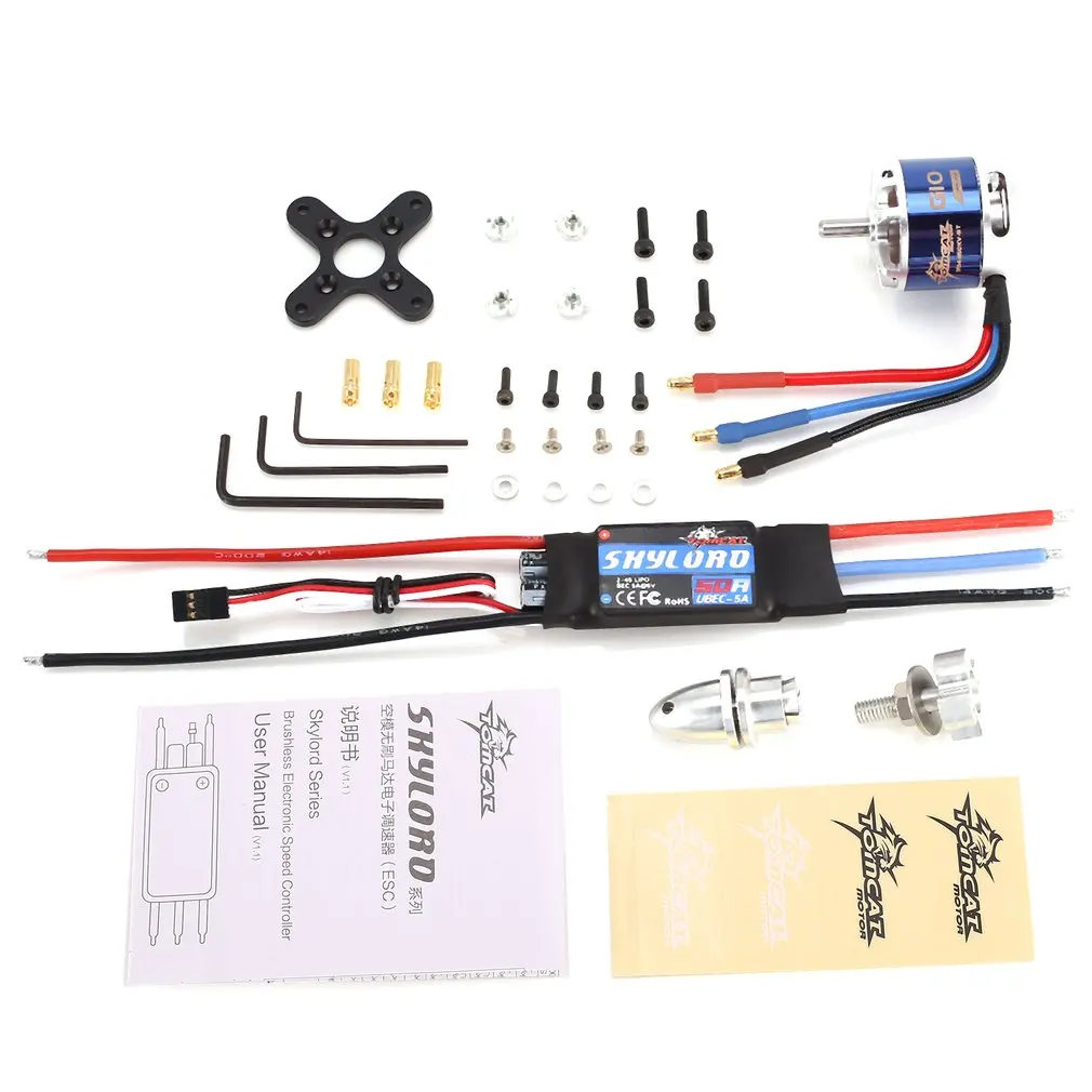 

TomCat TC-G 3514 KV1150 8T Brushless Motor Skyload 50A Brushless ESC Combo Set for RC Fixed Wing Airplane Drone Helicopter Model