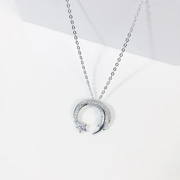 Moon Star 925 Sterling Silver  Meteor Garden Slip Falling Meteor Micro-Inlaid Clavicle Chain Temperament Female Necklace SNE295