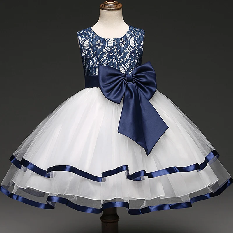 

Lace Flower Big Bow Girl Dresses Appliques Kids Prom Wedding Dress Ball Gown Pearls Girl Pageant Dress Vestidos de comunion 3-8T