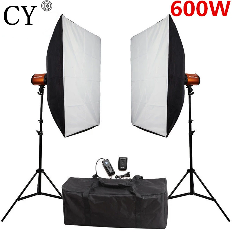 CY 600w Softbox Flash Lighting Kit Photography Studio Storbe Light Lightbox Stand Set Photo Studio Accessories