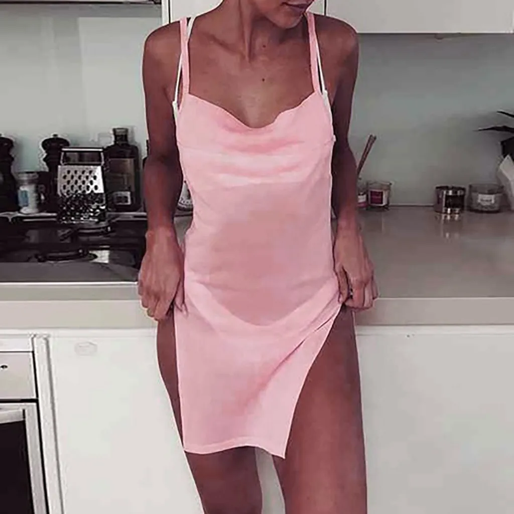 Summer Dress Sexy Ladies Solid Sleeveless Mini Dress Camisole Summer Sexy Dress Women's 2019 Backless Waist V-neck Mini Dresses Summer Dress Sexy Ladies Solid Sleeveless Mini Dress Camisole Summer Sexy Dress Women's 2019 Backless Waist V-neck Mini Dresses