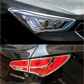 

Car ABS Chrome Front Headlight + Rear Tail Light Lamp Cover Trim For Hyundai Santa Fe IX45 2013 2014 2015 2016