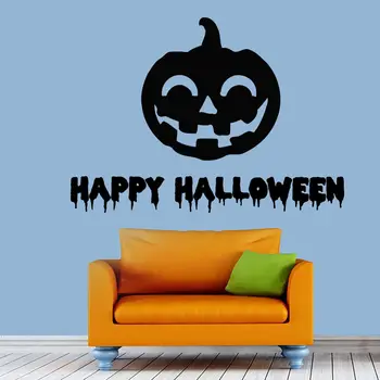 

Wall Vinyl Decal Sticker Happy Halloween Decal Pumpkin Murals Bedroom Decor