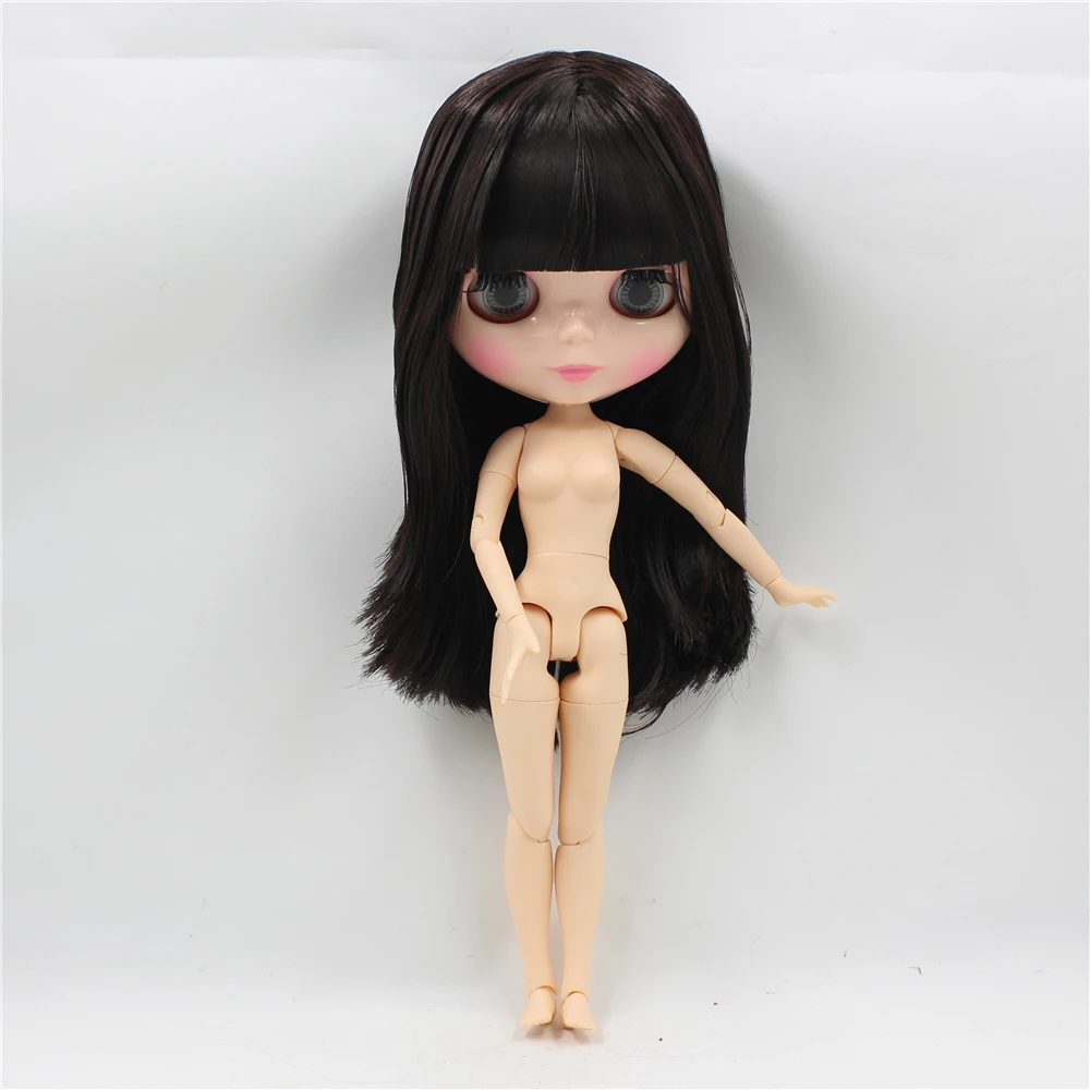 Blyth 1/6 кукла телесного цвета из натуральной кожи черные волосы с челкой/бахромой