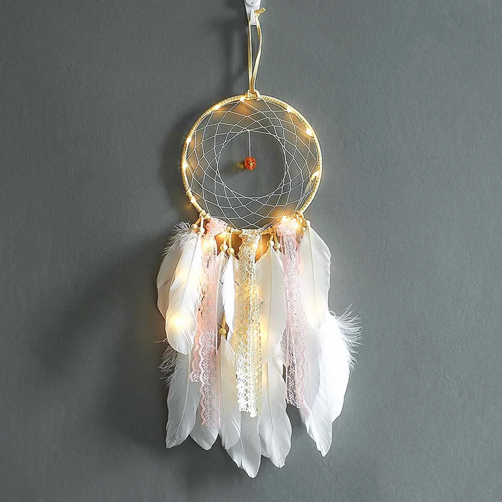 10 LED Led Strip White Dream Catcher Cloud Feather Dreamcatcher Girl Birthday Gift Baby Room Xmas