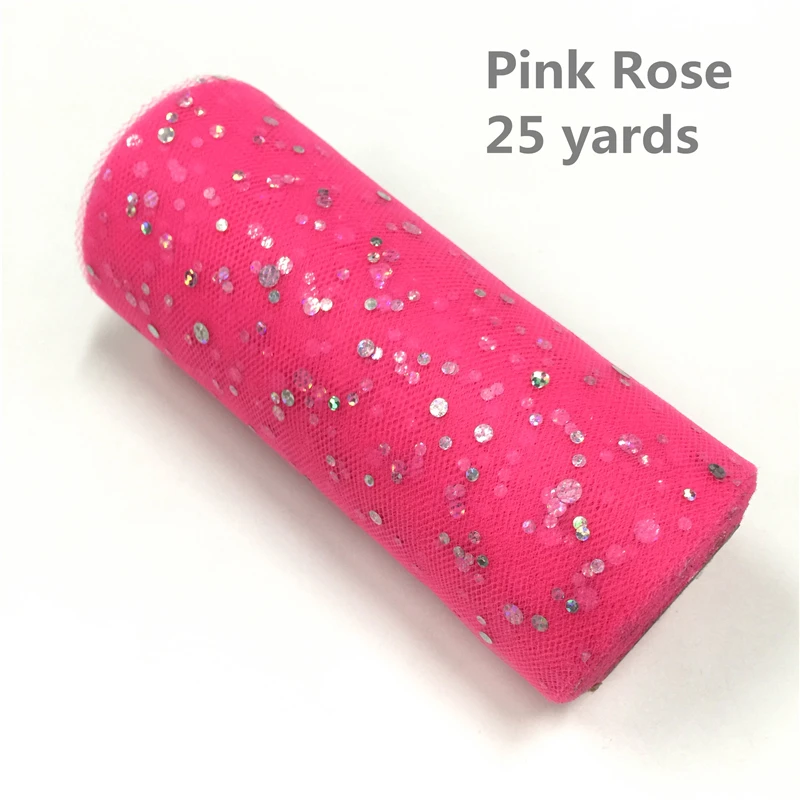 15 см, 25 ярдов, тюль, рулон, Блестящий тюль, ткань из органзы, рулон, свадебное украшение, для девочек, для дня рождения, вечеринки, принадлежности для детского душа - Цвет: Pink Rose