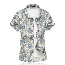 Мужская рубашка с цветочным принтом, летняя рубашка с коротким рукавом, большие размеры 5XL6XL7XL, мерсеризованный хлопок, повседневные зауженные официальные рубашки, одежда, SL-S070