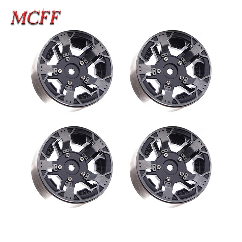 

4Pieces/1Set 1.9 Inch Metal Alloy Beadlock Wheel Rim Wheel Hub for 1:10 RC Crawler Car SCX10II D90 CC01 D110 TRX4 90046