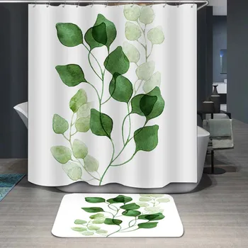 

Green Tropical Plants Shower Curtain Bathroom Waterproof Polyester Shower Curtain Leaves Printing Curtains for bathroom shower