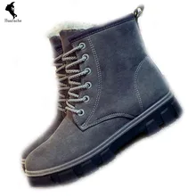 Fashion Boots Comfort Waterproof Student Shoes Suede Overshoe Lace Up Ankle Snow Solid Warmth Boot Purple Wholesale Hoof Heels