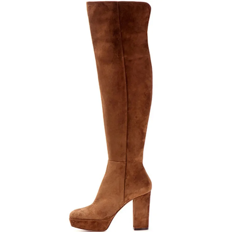 Tacones Nuevo Marrón Zapatos Rodilla Mujer Plataforma Botas De Mujeres Alta Tamaño Invierno Altos 2019 Muslo Plus Zip Altas Calidad Ofgqgndw
