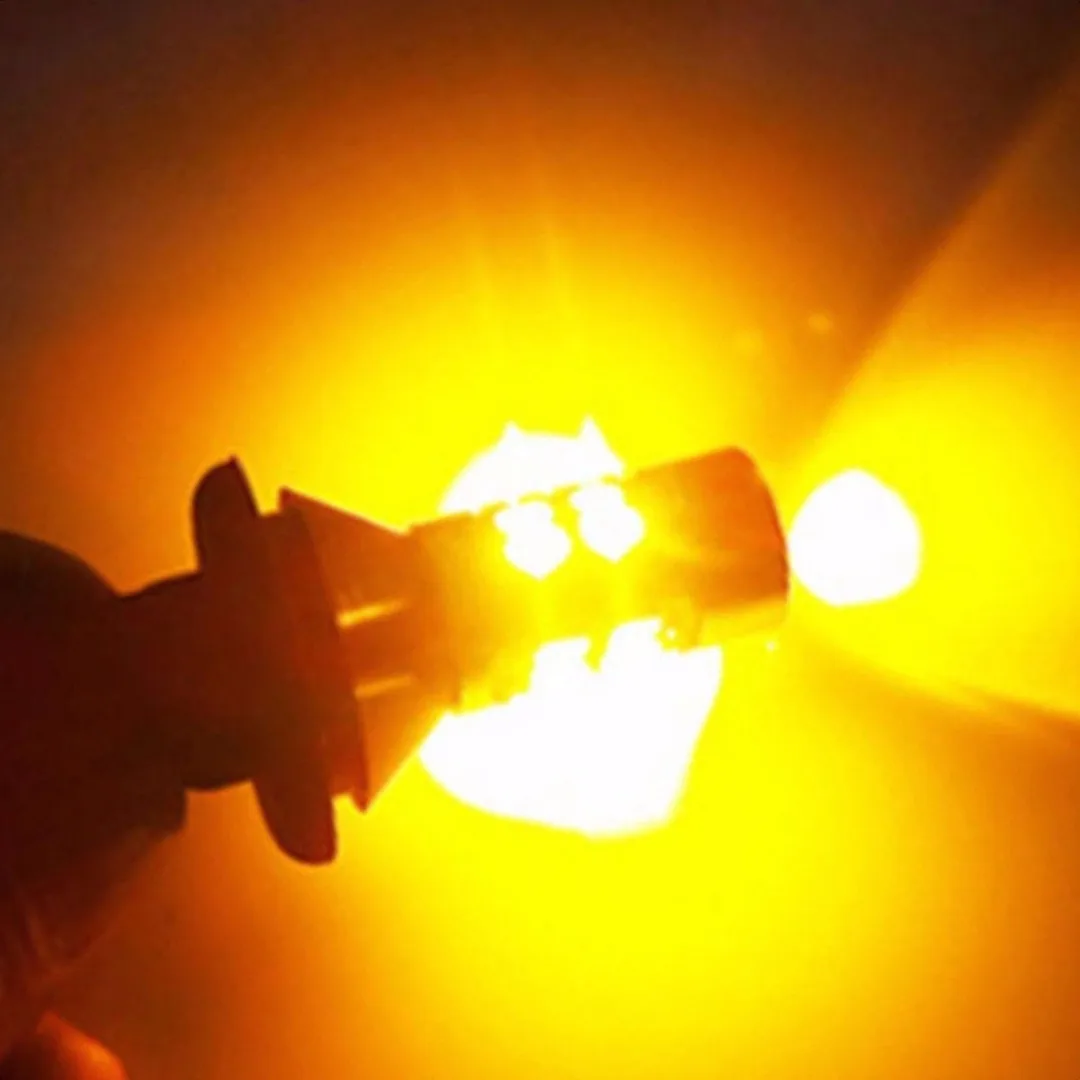 Cena Dla oświetlenie samochodowe 2 sztuk 1156 wysokiej mocy podwójny kolor Switchback LED żarówka P21W S25 BA15S 2835 42LED do jazdy dziennej lampka kierunkowskazu