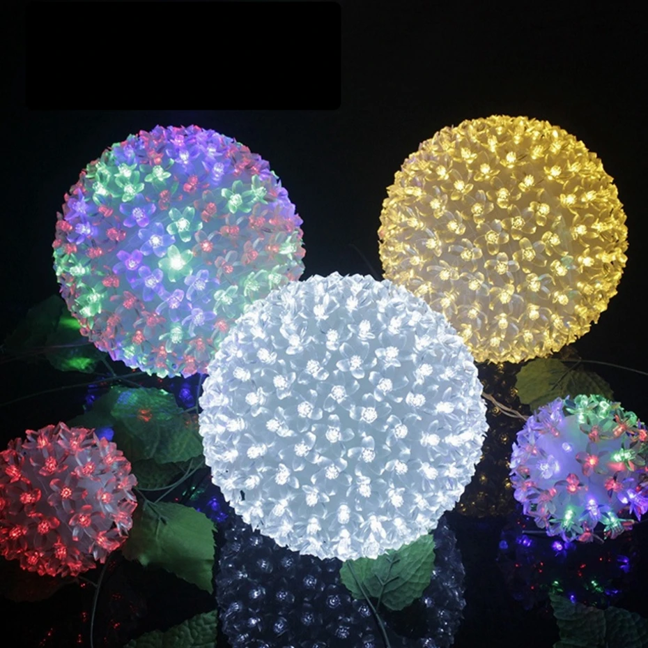 

YINGTOUMAN NEW 2018 Sakura Big Ball LED Lamp 220v Plugs Party Bar Holiday Garden Christmas Light Party Decoration Lights 200led
