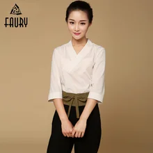 Для женщин униформа для сотрудниц спа-салонов тайского массажа здоровья комбинезон костюмы медсестры/медбрата Красота салон рабочая одежда V образным вырезом рубашка с длинными широкими штанами для детей