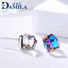 

Square earrings silver 925 Rock style S925 sterling silver earring for women girls jewelry 2018 fashion
