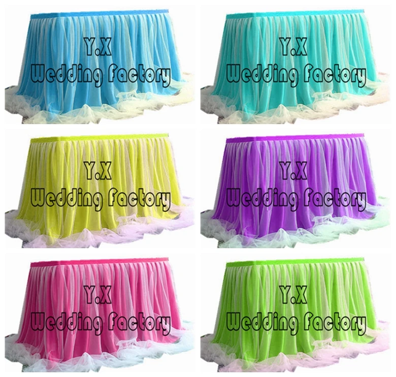 

2M lot Ice Silk Table Skirt With Tutu Swag Drape For Wedding Event Decoration