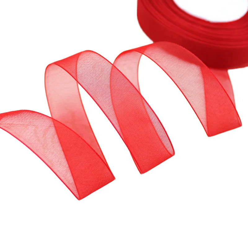 Buy (50 yards/roll) 3/4'' (20mm) Red organza ribbons