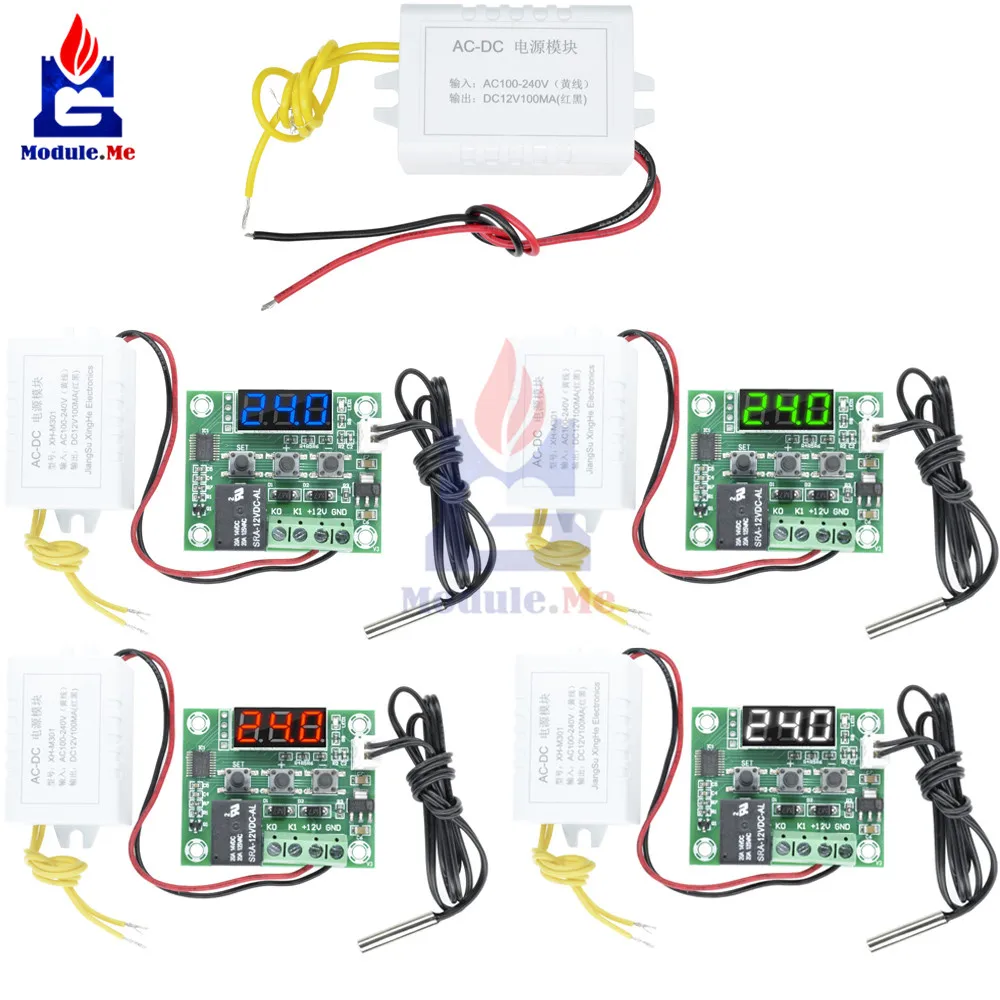 

AC 110-220V Transformer AC-DC Power Module W1209 LED Digital Thermostat Temperature Control Switch with Temperature Probe Sensor