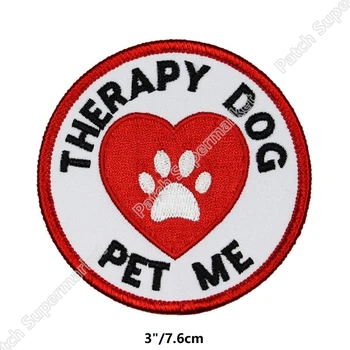 

Therapy Dog Pet Me Badge Patch Counseling Support Medical Assistance Iron On Emblem Embroidery patches clothes accessories