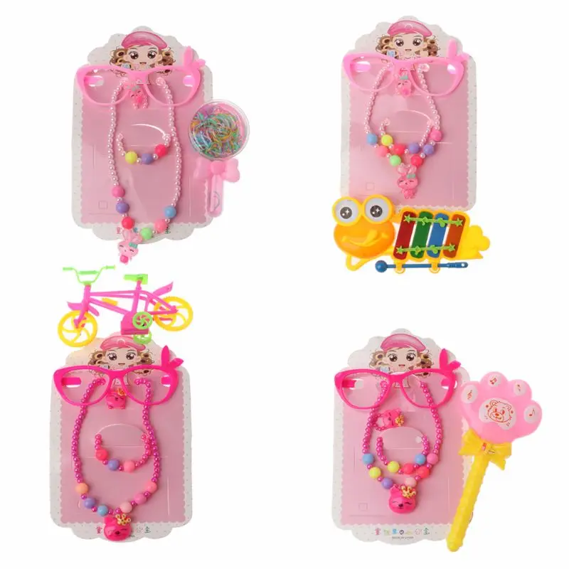 Kids Jewelry Gift Colorful Stretch Necklace Bracelet Toys Set for Little Girlsin Jewelry Sets