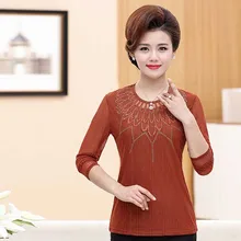 Весна и осень женщин среднего возраста Футболка с длинными рукавами PA37