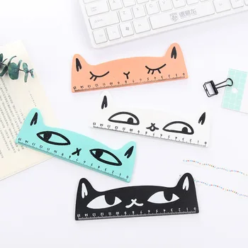 

cute wood cat black blue white color animal cartoon kawaii straight ruler 15cm for student kids stationery school supplies ruler