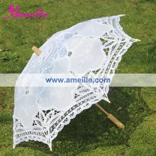 Розничная,, 38 см радиус, хлопковый Свадебный зонтик, украшение для свадебной вечеринки, Кружевной Белый Свадебный зонтик