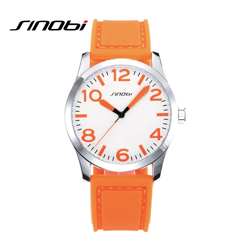 SINOBI винтажные спортивные мужские кварцевые часы для отдыха с резиновым ремешком наручные часы Мужские Аналоговые часы Relogio Masculino#9553 - Цвет: Orange