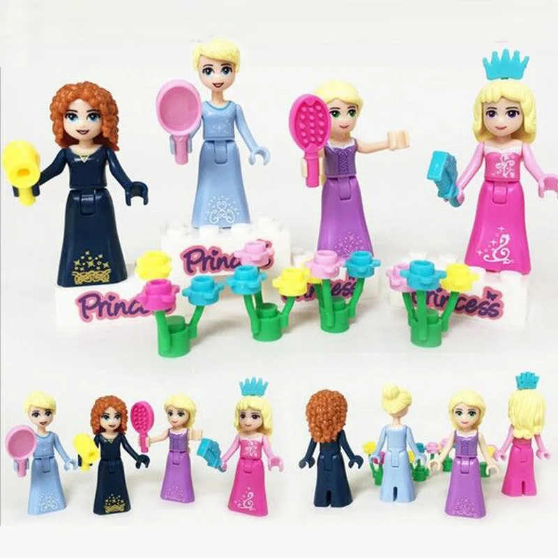 

8pcs Fairy Tale Anna Elsa Princess Girl White Snow Figure Blocks Christmas Gift Building Bricks Toys For Children
