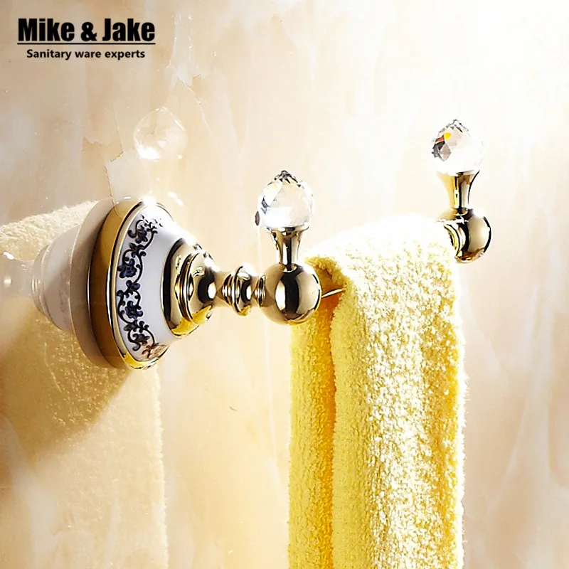 luxury golden crystal solid brass towel rail single towel bar bathroom towel holder bathroom accessories 18cm - Bathroom Accessories Towel Rail luxury golden crystal solid brass towel rail single towel bar bathroom towel holder bathroom accessories 18cm - Bathroom Accessories Towel Rail