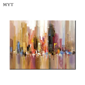 

Posters And Prints Myt Hot Selling Abstract Modern City Handmade Oil Painting Wall Art Canvas Home Goods Decoration Artwork