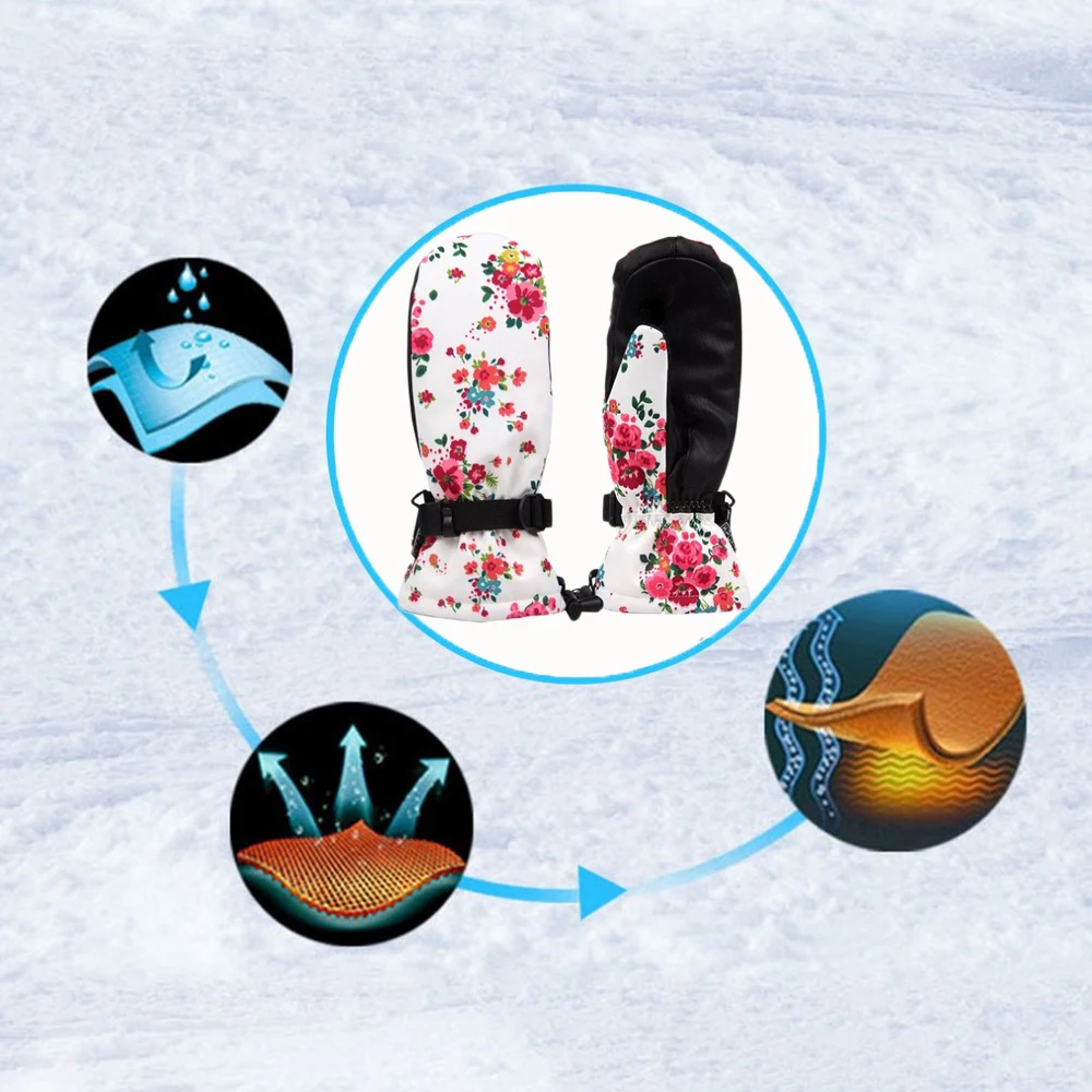 

Professional Ski Gloves Windproof Waterproof Non-slip Snow Skating Skiing Gloves Winter Warm Gloves For Women Mittens
