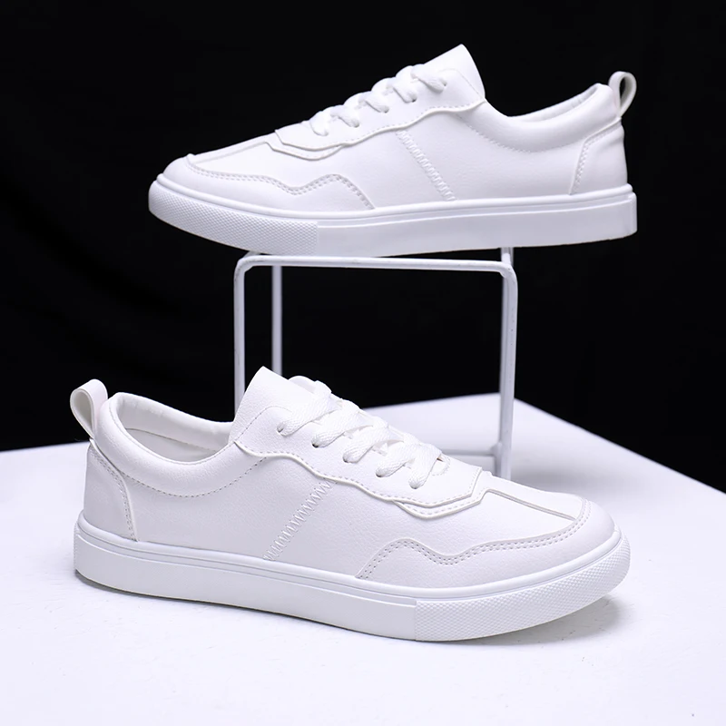 

Fashion White Pu Leather Men Shoes Mens Casual Shoes 2019 Brand High Quality Breathable Sneakers Male Flats Plus Size 45 46