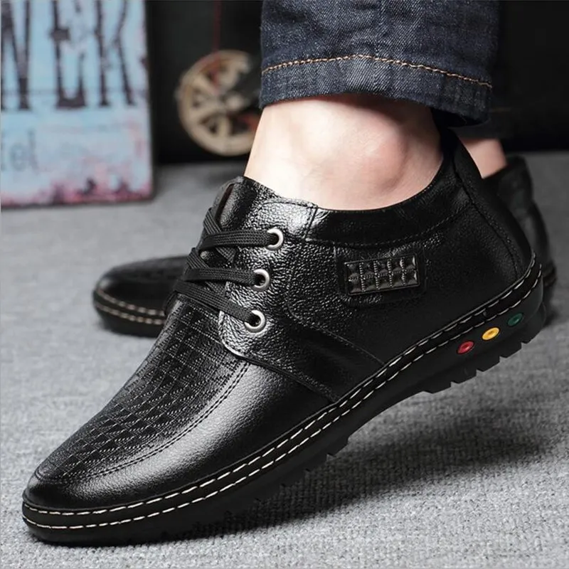 

Luxury Brand Men Shoes Genuine Leather Casual Black Shoes Mens Spring Autumn Lace Up Men Tenis Fashion Sneakers