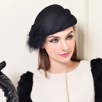 

New Arrival Fedoras Hat Girls Fashion Spring Berets Woolen Hat Students Outside Travel Cap Girl England Small Hat B-7866