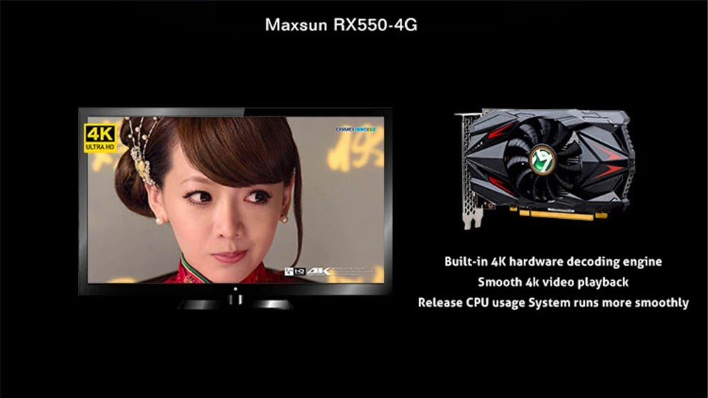 Видеокарта MAXSUN видеокарта Redon RX 550 4G GDDR5 6000MHz 128bit 1183MHz PWM DirectX 12 HDMI+ DP+ DVI 512 блок RX550