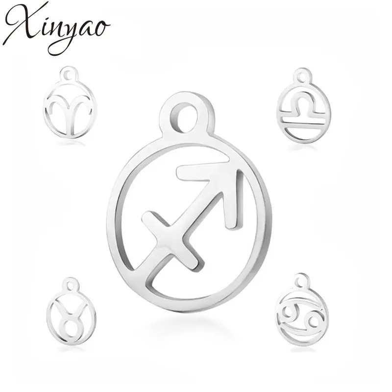 XINYAO 12 шт./лот 13 4*10 8 мм кулоны со знаками Зодиака из нержавеющей стали с кулоном в