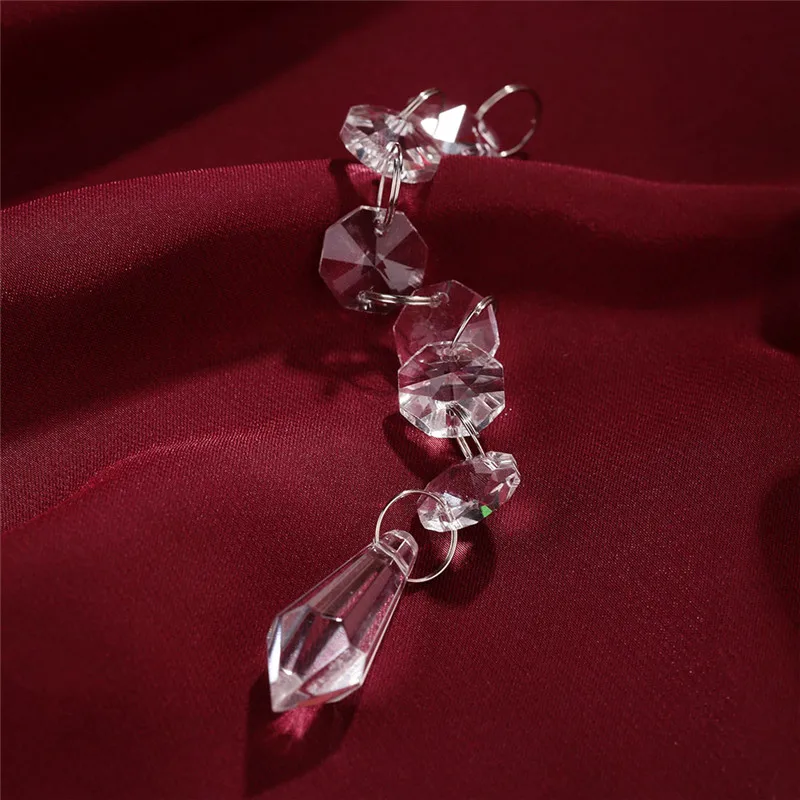 1PC Octagonal Bead Crystal Lamp Pendants With Hanging Hole Lighting Party Room Decoration Parts