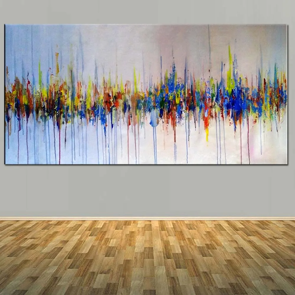 

Hand Painted Canvas Oil Painting Abstract Multi Color Turquoise Wall Picture Living Room Bedroom Hotel Home Wall Decor Art Gift