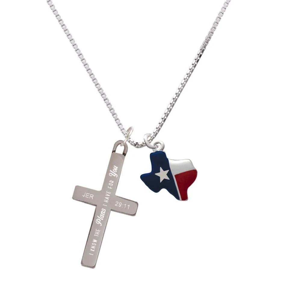Red and Blue Texas - Plans I Have for You - Cross Necklace
