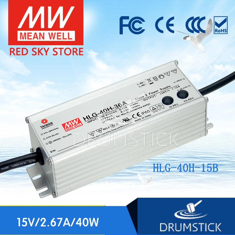

MEAN WELL HLG-40H-15B 15V 2.67A meanwell HLG-40H 15V 40.05W Single Output LED Driver Power Supply B type