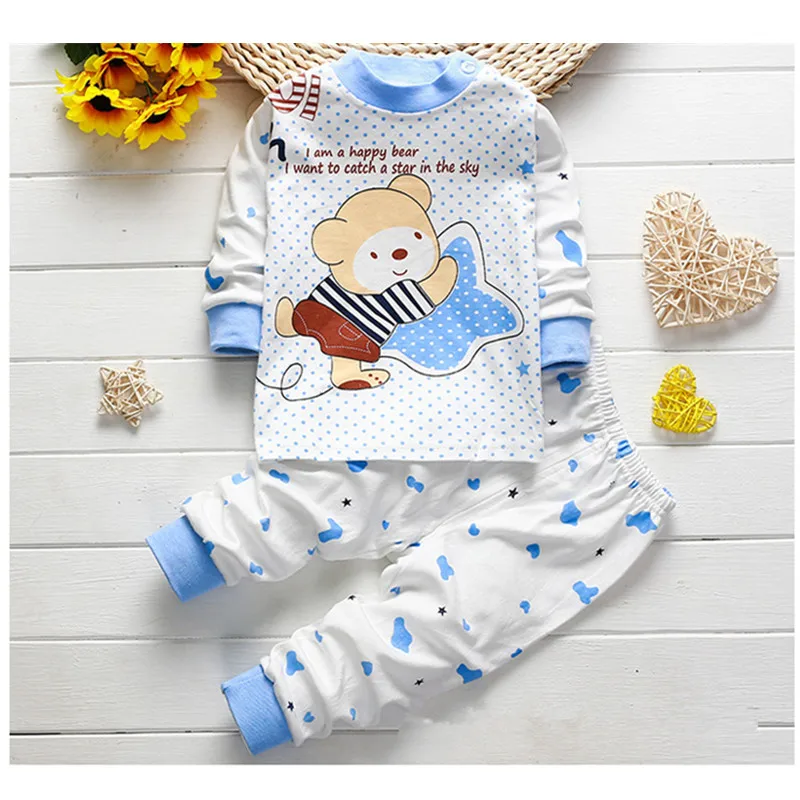 Newborn Baby Clothes Cotton Long Sleeve Infant Clothing Top+Pant 2PCS Cartoon Baby Boys Girls Clothing Unisex Dropshipping E0071