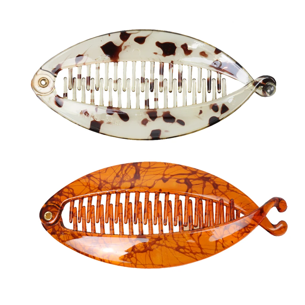 2 Pieces Fish Tail Design Hair Banana Clip 13x6cm Lady Girls School Girls Hair Clips Barrette Comb Hair Jewelry