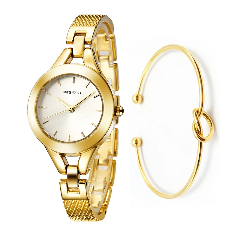 

REBIRTH New Fashion Watches Women Luxury Gold Brand Stainless Steel Bracelet Watch Ladies Quartz Dress Watches reloj mujer Clock
